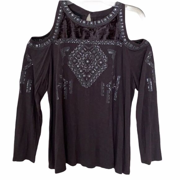 I•N•C Open Shoulder Embellished Knit Top - Picture 1 of 5